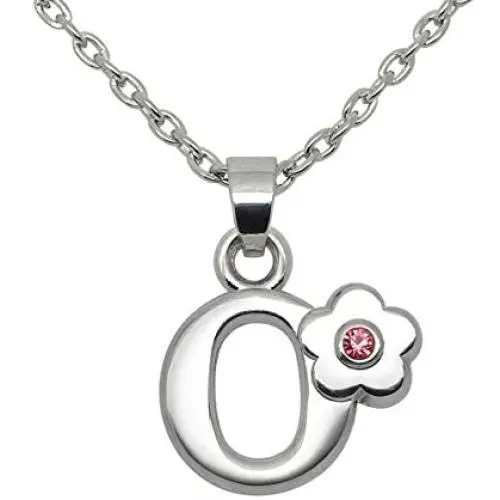Ztuo Womens Girls Initial Script Name Pink Zircon Flower Necklace 26 Letters Alphabet A-Z Platinum Plated Ztuo Womens Girls Initial Script Name Pink Zircon Flower Necklace 26 Letters Alphabet A-Z Platinum Plated
