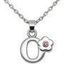 Ztuo Womens Girls Initial Script Name Pink Zircon Flower Necklace 26 Letters Alphabet A-Z Platinum Plated