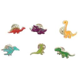 Charming Colorful Dinosaur Enamel Pin Set - Set of 6 - Brooches Pin Badges for Clothing Bags Backpacks Jackets Hat DIY