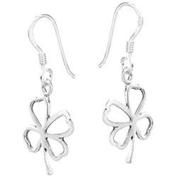 Stylish & Lucky Four-Leaf Clover .925 Sterling Silver Dangle Earrings