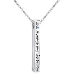 YinShan 925 Sterling Silver Bar Necklace, Inspirational Jewelry Birthday Gifts for Sister Mother Daughter Women Friends