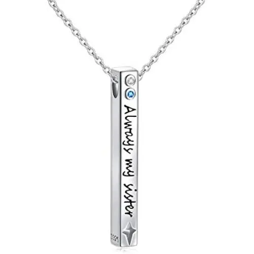 YinShan 925 Sterling Silver Bar Necklace, Inspirational Jewelry Birthday Gifts for Sister Mother Daughter Women Friends YinShan 925 Sterling Silver Bar Necklace, Inspirational Jewelry Birthday Gifts for Sister Mother Daughter Women Friends