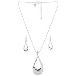 Madison Tyler Classic Collection Silver Plated 18'' Teardrop Necklace and Earring Set