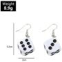 2 Pairs Dice Earring Contracted Sieve Disco Dancing Earrings Punk Resin Black White Cube Dice Casino Drop Earrings Funny Geometric 3D Dice Dangle Earrings for Women Girl Party Jewelry