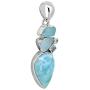YoTreasure 2'' Larimar Raw Blue Topaz Solid 925 Sterling Silver Chain Pendant