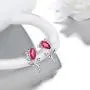 Aurora Tears Rose Flower Necklace/Earrings Sets Women Red Ruby-Stone Tulip July Birthstone Jewelry Sets Crystal Girls Dating Pendant/Studs Sets DS0064R