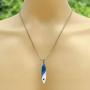 Blue Surfboard Surfer Yin Yang Tribal Skater Jewelry Maori Hawaiian Pewter Unisex Boys Mens Pendant Necklace Wealth Money Talisman Good luck Lucky Charm Protection Amulet for men w Silver Ball Chain