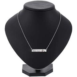 Winssi Mamasaurus Necklace Stainless Steel Dinosaur Bar Pendant Personalized Jewelry Gift Mom Grandma