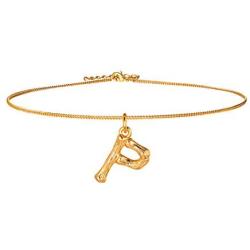 FOCALOOK Small Bamboo Initial Letter Pendant Necklace 18K Gold Plated Choker Necklaces for Women 14-16 Inch Adjustable