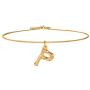 FOCALOOK Small Bamboo Initial Letter Pendant Necklace 18K Gold Plated Choker Necklaces for Women 14-16 Inch Adjustable