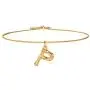 FOCALOOK Small Bamboo Initial Letter Pendant Necklace 18K Gold Plated Choker Necklaces for Women 14-16 Inch Adjustable