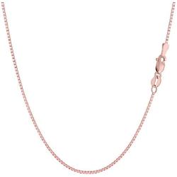 14k Rose Solid Gold Mirror Box Chain Necklace, 0.6mm