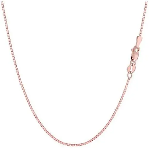 14k Rose Solid Gold Mirror Box Chain Necklace, 0.6mm