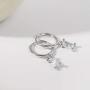 925 Sterling Silver CZ Cubic Zirconia Cartilage Huggie Charm Earring, Round Hoop Dangle Earrings Dainty Fine Jewelry Gifts for Women