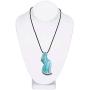 BeSheek Murano Inspired Blown Glass Lampwork Art Twisted Curl Artisan Handmade Necklace Pendant Aqua Blue Gift for Women