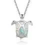 FANCIME October Birthstone 925 Sterling Silver Sea Turtle Necklace/Stud Earrings Created Blue/White Fire Opal Pendant Fine Jewelry for Women FANCIME October Birthstone 925 Sterling Silver Sea Turtle Necklace/Stud Earrings Created Blue/White Fire Opal Pendant Fine Jewelry for Women
