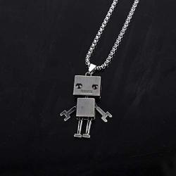 Tiny Cute Robot Necklace for Men, Movable Robot Pendant Necklace with 27.6” Chain, Punk Rock Robot Amulet Necklace, Hip Hop Necklace, Cool Jewelry Gift for Men Boys