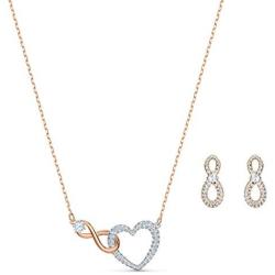 SWAROVSKI Womens Infinity Jewelry Set Collection, Rose Gold Tone & Rhodium Finish, Clear Crystals