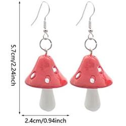 Fashion Women Sweet Fresh Handmade Plastic Simulation Mushroom Long Pendant Earring Jewelry Accessories Gift