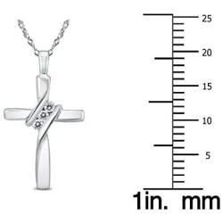 AGS Certified Three Stone Diamond Cross Pendant in 10K White Gold