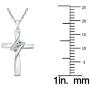 AGS Certified Three Stone Diamond Cross Pendant in 10K White Gold