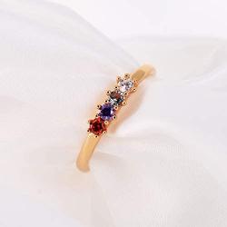 YeGieonr Sterling Silver Birthday Stone Rings for Women,Colorful CZ Rainbow Stackable Rings for Teen Girls, Mothers Jewelry,Synthetic Birthstone Rings for January/February/March/April