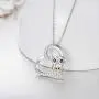 JUSTKIDSTOY Owl Necklace Sterling Silver Opal Owl Necklace Crescent Moon Pendant Owl Jewelry Gifts for Women Owl Lovers,for Mom Mothers Day