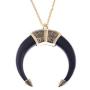 Alilang Womens Boho Tribal Native American Inspired Crescent Moon Bull Horn Bone Pendant Necklace