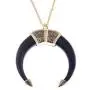 Alilang Womens Boho Tribal Native American Inspired Crescent Moon Bull Horn Bone Pendant Necklace