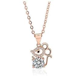 JOYID Cute Rat Mouse Pendant Necklace Copper Zircon Crystal Zodiac Sign Animal Natal Year Gift Women Jewelry