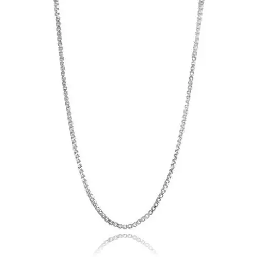 Hoops & Loops Sterling Silver 1mm Box Chain Dainty Necklace Hoops & Loops Sterling Silver 1mm Box Chain Dainty Necklace