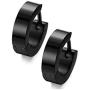 Unique Small Stainless Steel Hoop Earrings for Men Black Huggie Earrings, Hypoallergenic Urban Hoop Dangle Earrings Jewelry, 1 Pairs