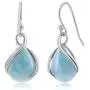 Natural Larimar Gemstone Pear-shaped Sterling Silver Twist Dangling Earrings Jewelry for Women or Teens Natural Larimar Gemstone Pear-shaped Sterling Silver Twist Dangling Earrings Jewelry for Women or Teens