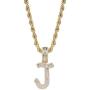 GUCY Gold Plated Initial Pendant Necklace Women/Men Iced Out Baguette Letter Pendant Necklace with 24''Rope Chain