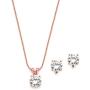 Mariell 14K Rose Gold Cubic Zirconia Jewelry Set - 2cwt Round Pendant with Matching Clip-On Earrings