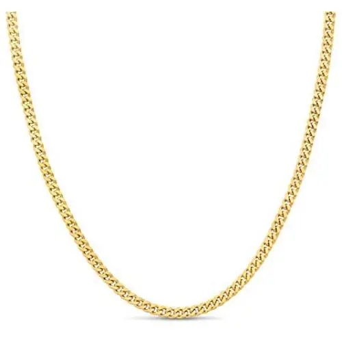 Kezef Creations 3mm Miami Cuban Link Chain in 18K Gold Plated Sterling Silver, Rose Gold Plated Sterling Silver & 925 Sterling Silver Bracelets and Necklaces 7-36 Inches Kezef Creations 3mm Miami Cuban Link Chain in 18K Gold Plated Sterling Silver, Rose Gold Plated Sterling Silver & 925 Sterling Silver Bracelets and Necklaces 7-36 Inches