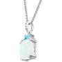 2 1/6 ct Natural Opal & Swiss Blue Topaz Pendant with Diamonds in Sterling Silver, 18''