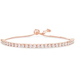 MIA SARINE Yellow Gold Plated Sterling Silver 6 8 Inch Round Cubic Zirconia Bridal Adjustable Bolo Tennis Bracelet for Women