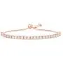 MIA SARINE Yellow Gold Plated Sterling Silver 6 8 Inch Round Cubic Zirconia Bridal Adjustable Bolo Tennis Bracelet for Women
