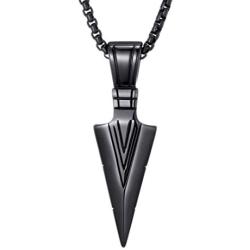 MOO&LEE Mens Stainless Steel Spear Point Arrowhead Pendant Necklace with 24 Inches Chain