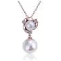FAIRY COUPLE Women Girls Gold Plated Simulated Shell Pearl Pendant Necklace Dangle Earrings Vintage Wedding Party Jewelry Set Anniversary