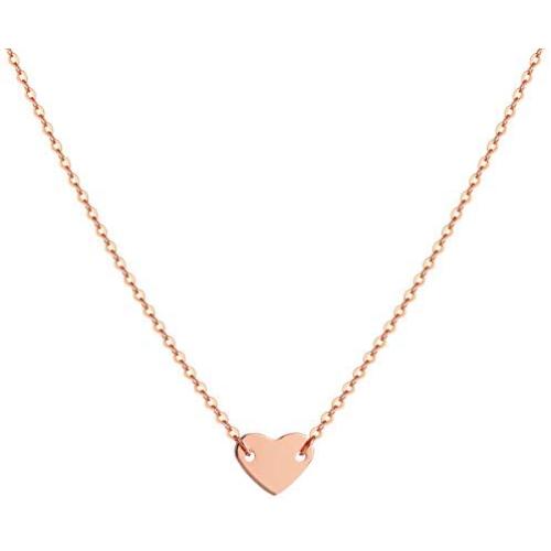 S.J JEWELRY Womens Simple Delicate Handmade 14K Gold Plated/Rose Gold/Silver Plated Simple Delicate Heart and Bar Chokers Necklace