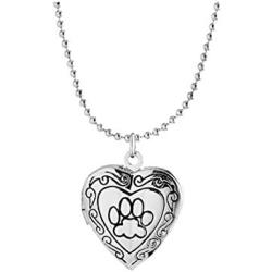 Simple Heart Locket Necklaces Pendant Floating Charms Lockets Animal Dog Paw for Women Girl Memorial Jewelry