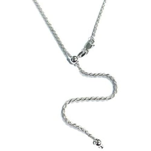 My Prime Gifts 925 Sterling Silver 1.7MM Adjustable Slider Rope Chain Necklace 14-30 inches