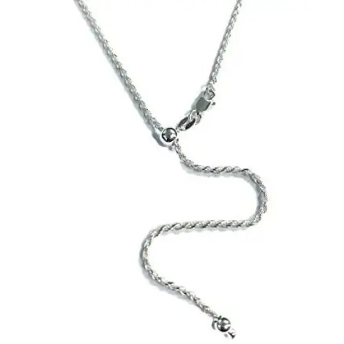 My Prime Gifts 925 Sterling Silver 1.7MM Adjustable Slider Rope Chain Necklace 14-30 inches