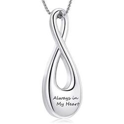 SIYUU Infinity Love Cremation Jewelry for Women Men Urn Pendants for Ashes Holder Memorial Keepsake Urn Necklace Cremation Ashes Jewelry for Pet/Human