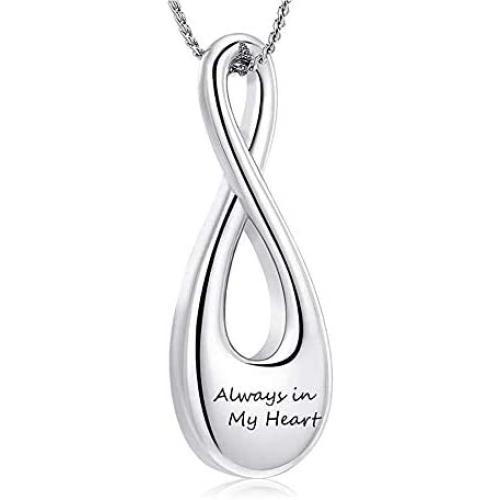 SIYUU Infinity Love Cremation Jewelry for Women Men Urn Pendants for Ashes Holder Memorial Keepsake Urn Necklace Cremation Ashes Jewelry for Pet/Human