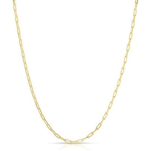 Paperclip Chain Necklace 14K Gold Plated Sterling Silver, Paperclip Necklace for Women, Gold Link Chain Necklace, 2.5MM - 5.5MM, Made In Italy, Next Level Jewelry