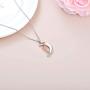 Anniversary Necklace Gifts Sterling Silver Crescent Moon Pendant Rose Flower with Pink Crystal Birthday Christmas Jewelry Gifts for Wife/Girlfriend/Mom