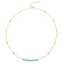 PearlyPearls 18k Gold Chain Choker Dainty Turquoise Beads Bar Necklace for Women Handmade Genstone Jewelry for Mothers Day